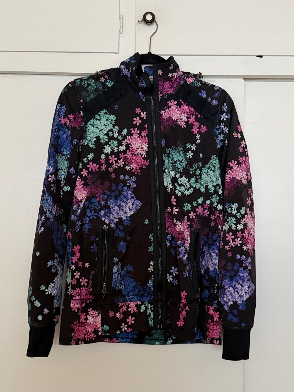 LULULEMON, Black Floral Hooded Jacket